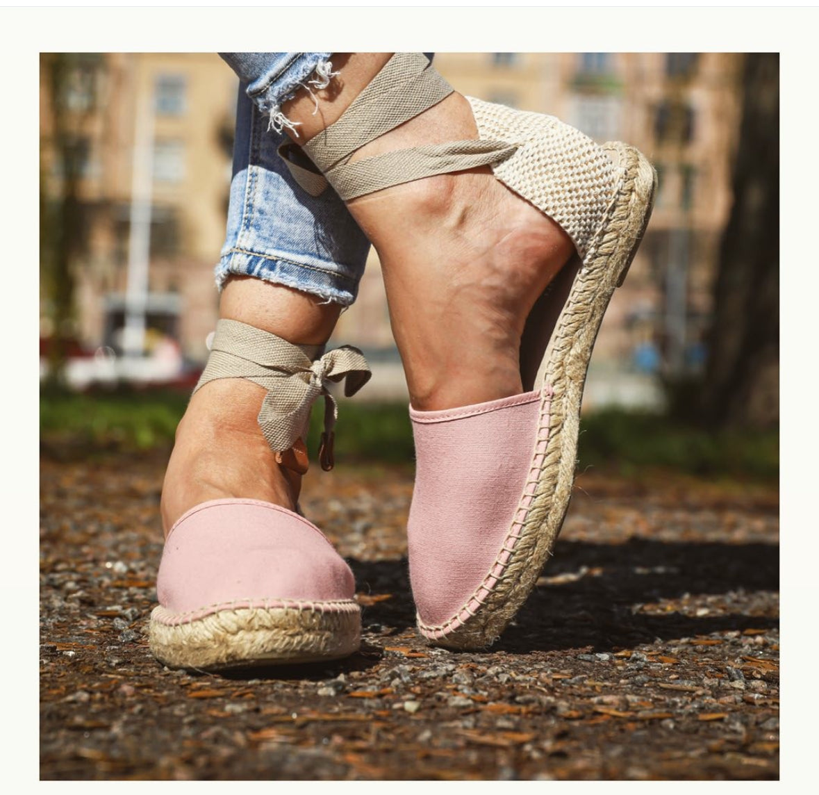 lace up blue striped espadrille