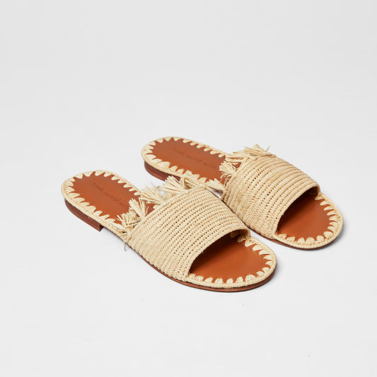 Raffia slide sandal
