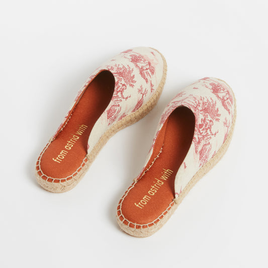 Espadrille slippers in toile de Jouy