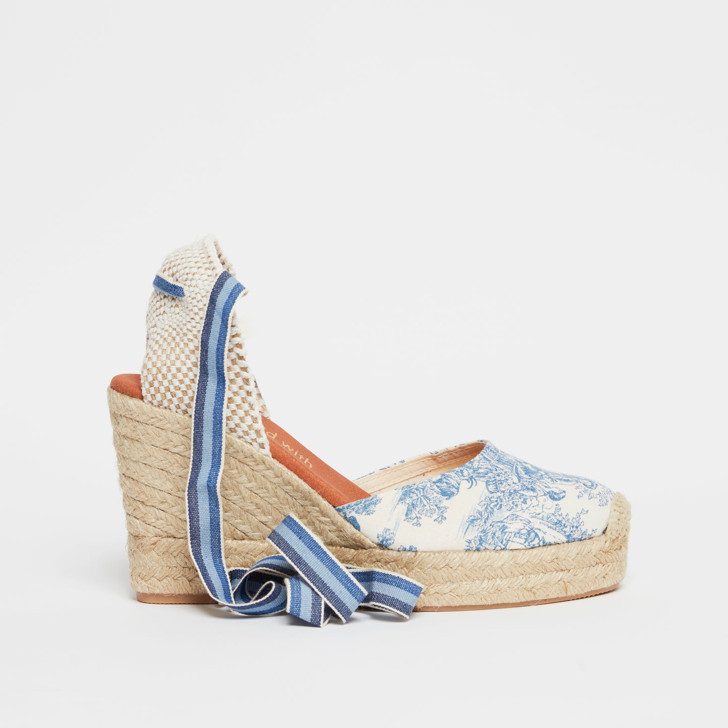 Toile de Jouy wedge espadrille