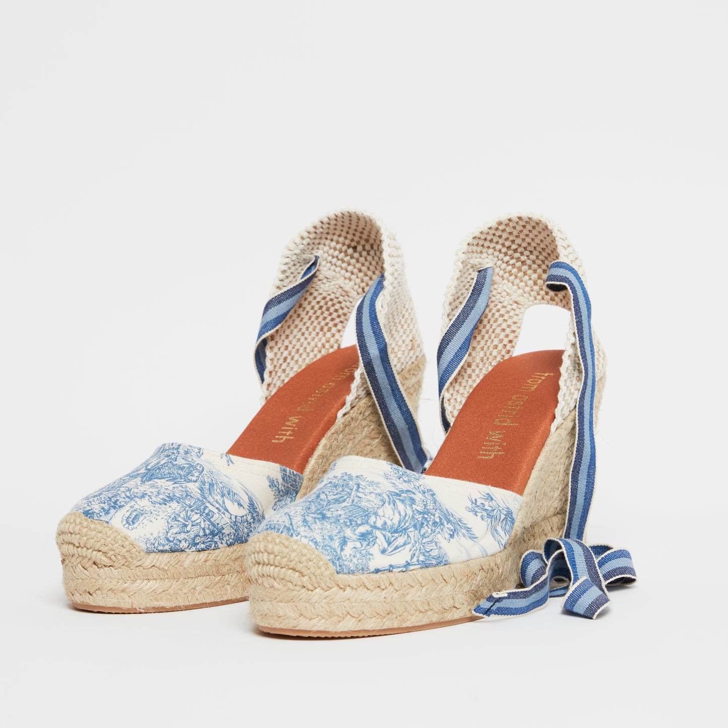 Toile de Jouy wedge espadrille