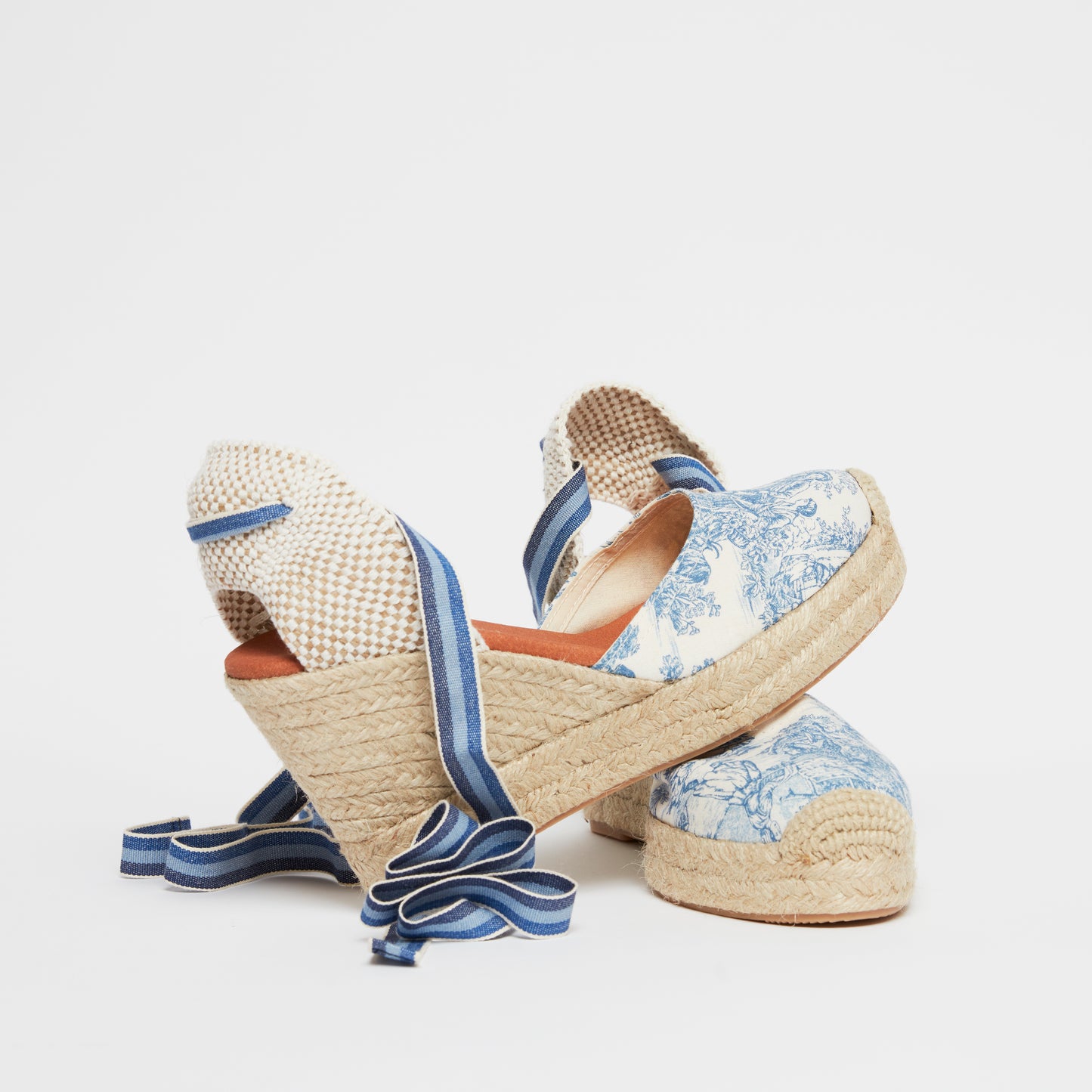 Toile de Jouy wedge espadrille