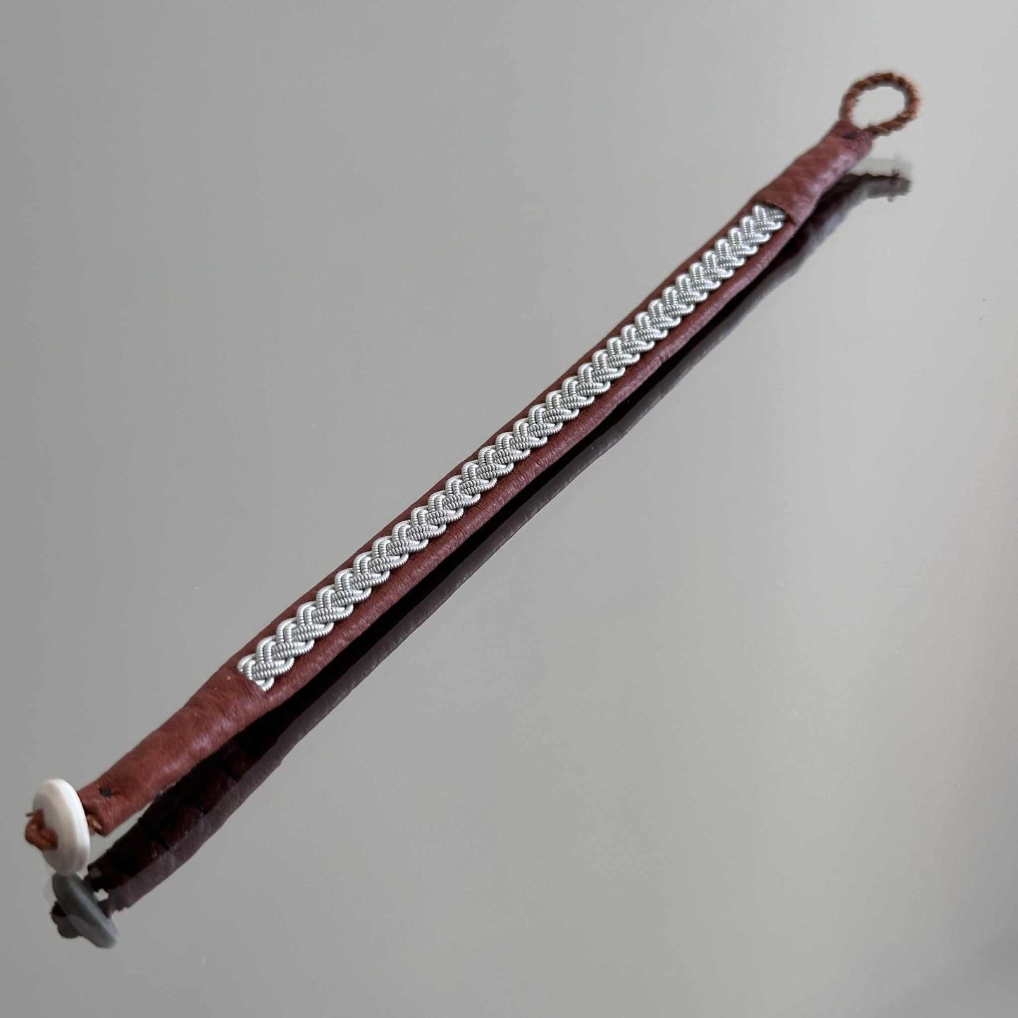 Pewter and leather bracelet