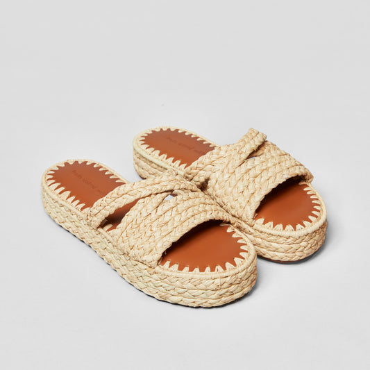 Raffia platform sandal