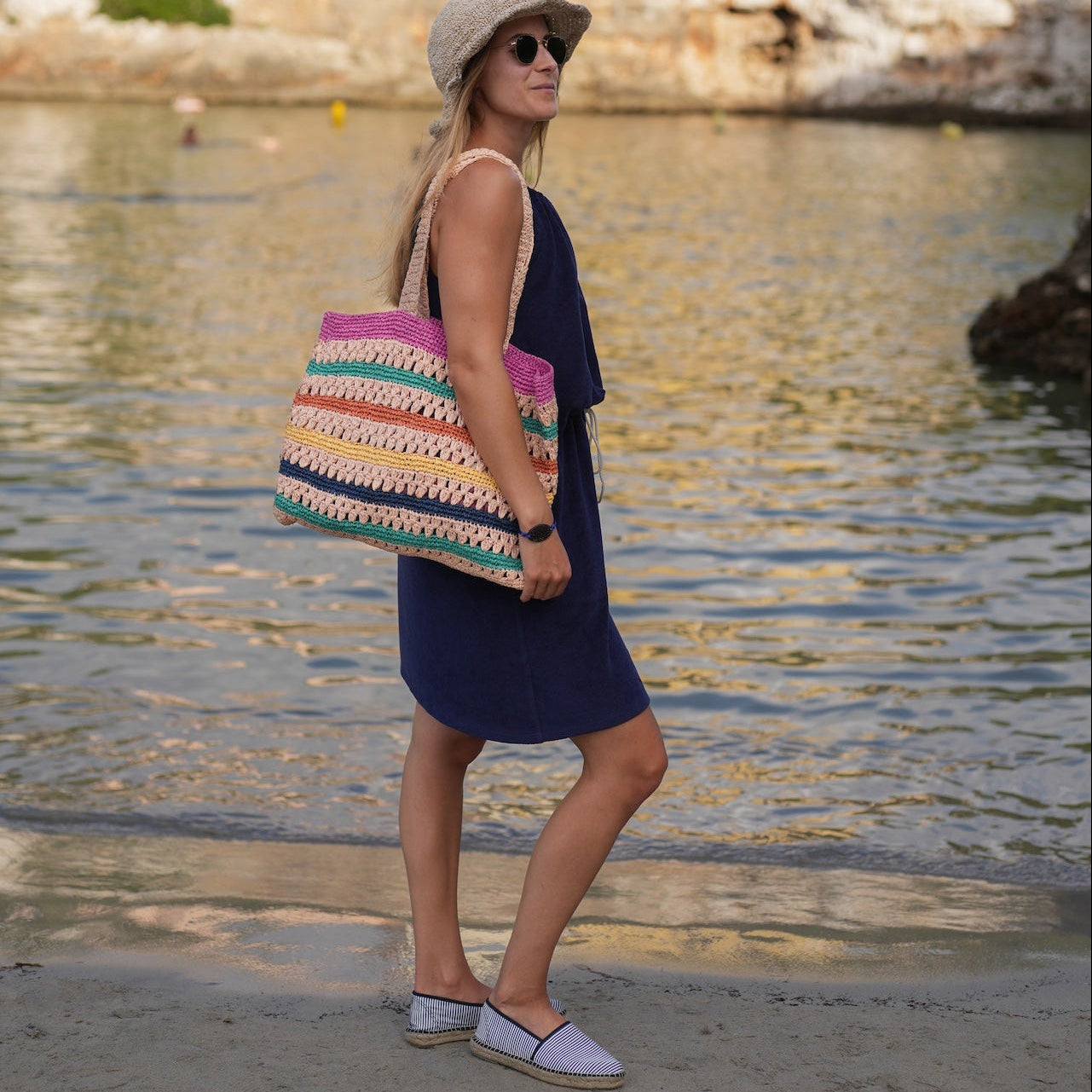 Raffia tote beach bag
