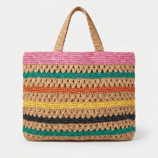Raffia tote beach bag