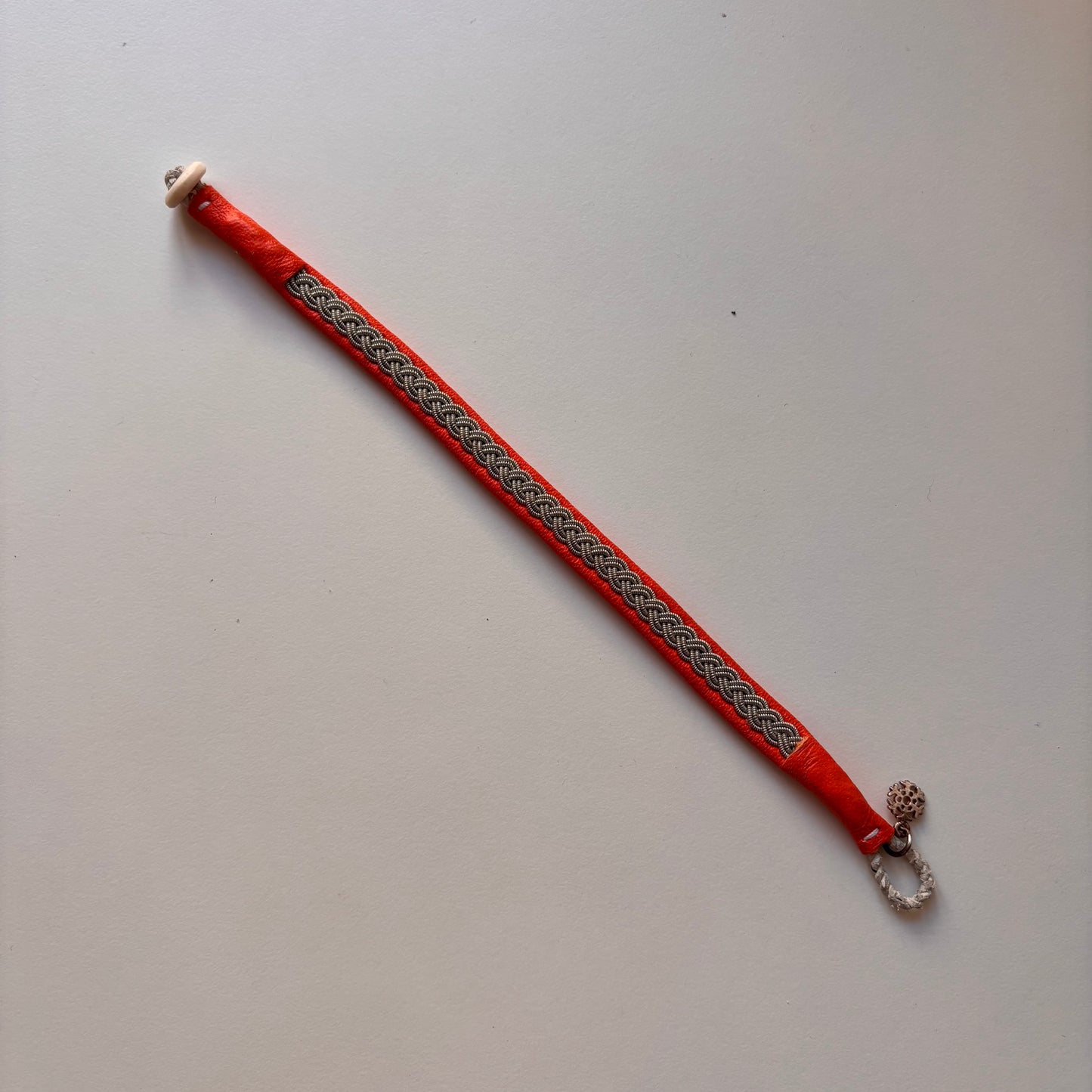 Pewter and leather bracelet