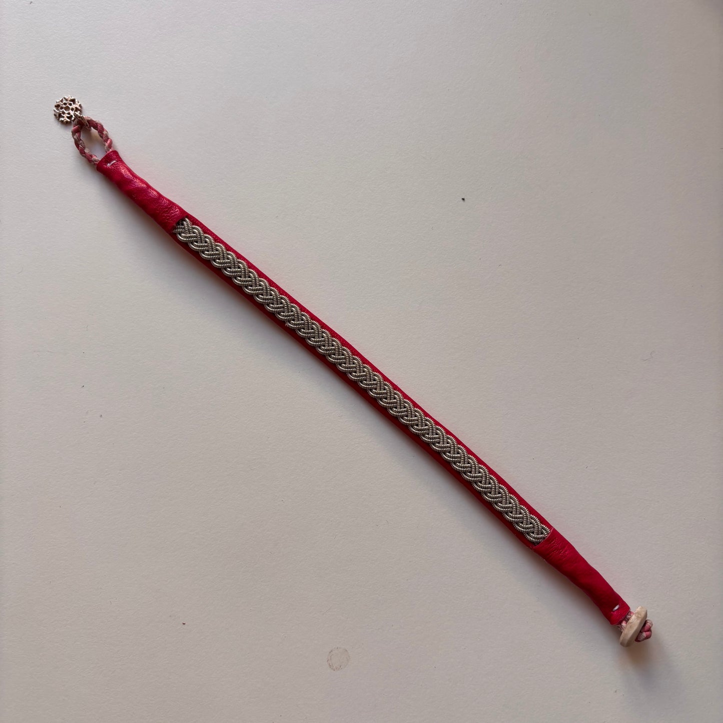 Pewter and leather bracelet