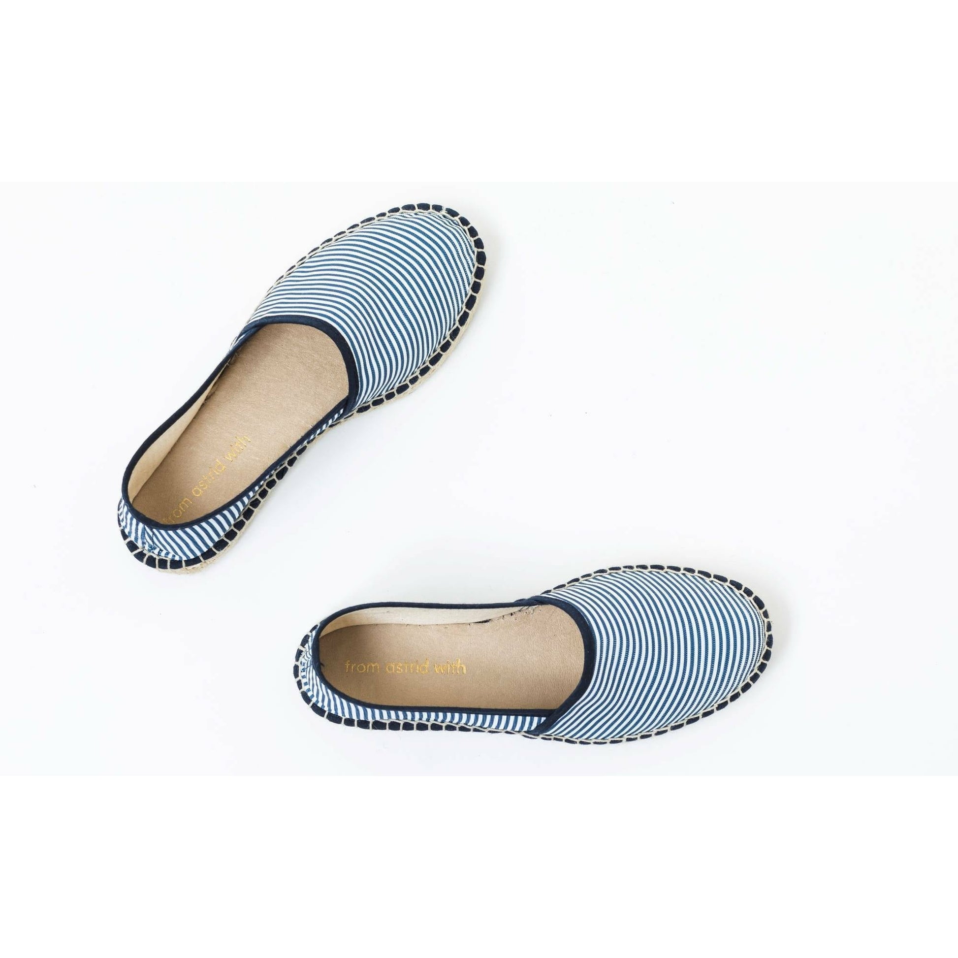 Blå vit randiga espadriller