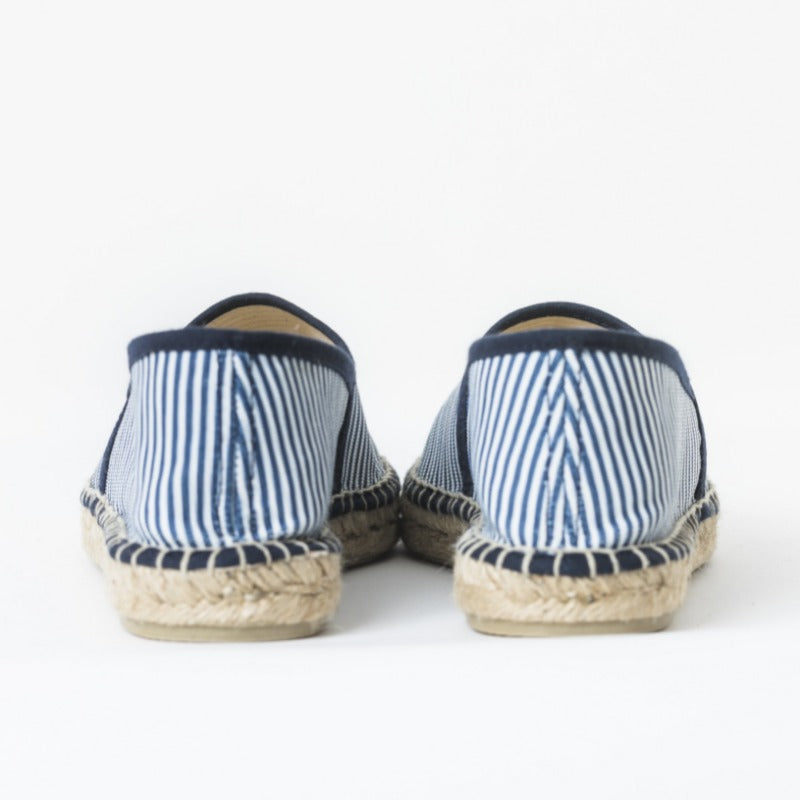 Blå vit randiga espadriller