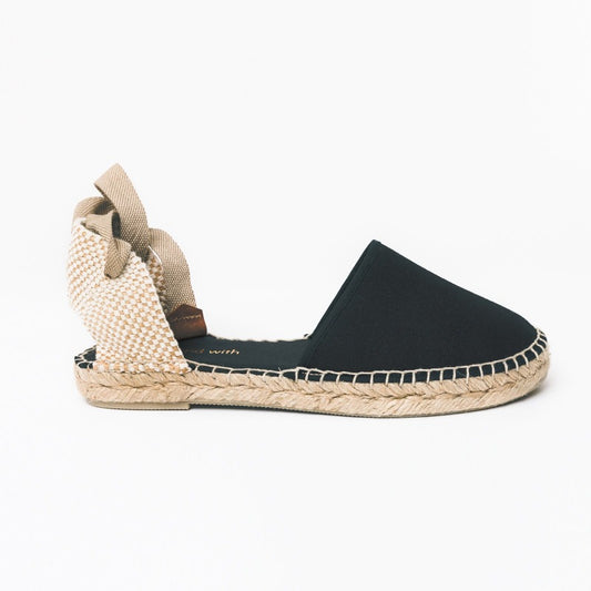 Svarta espadriller sandaler med knytsnören